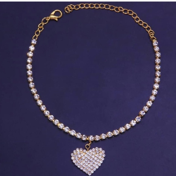 Bling bling heart charm anklet - Picture 3 of 3